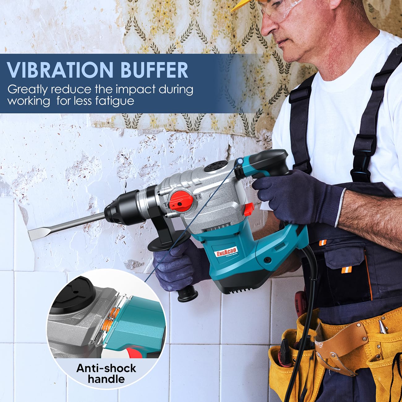 ENEACRO SDS-plus bits and 10-inch chisels ready for masonry tasks