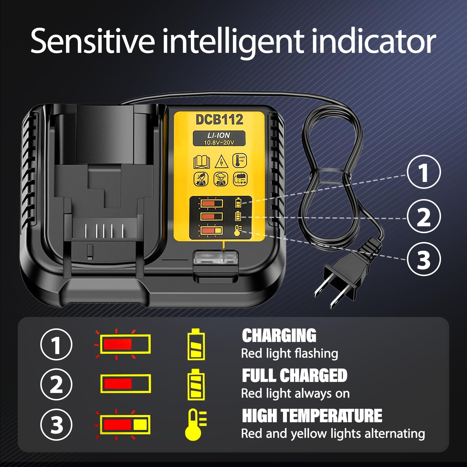 Enerblitz DCB112 LED indicators display charging status at a glance