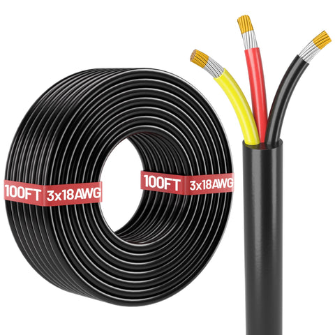 Energeaster 100ft 18-gauge 3-conductor wire for outdoor LED installations