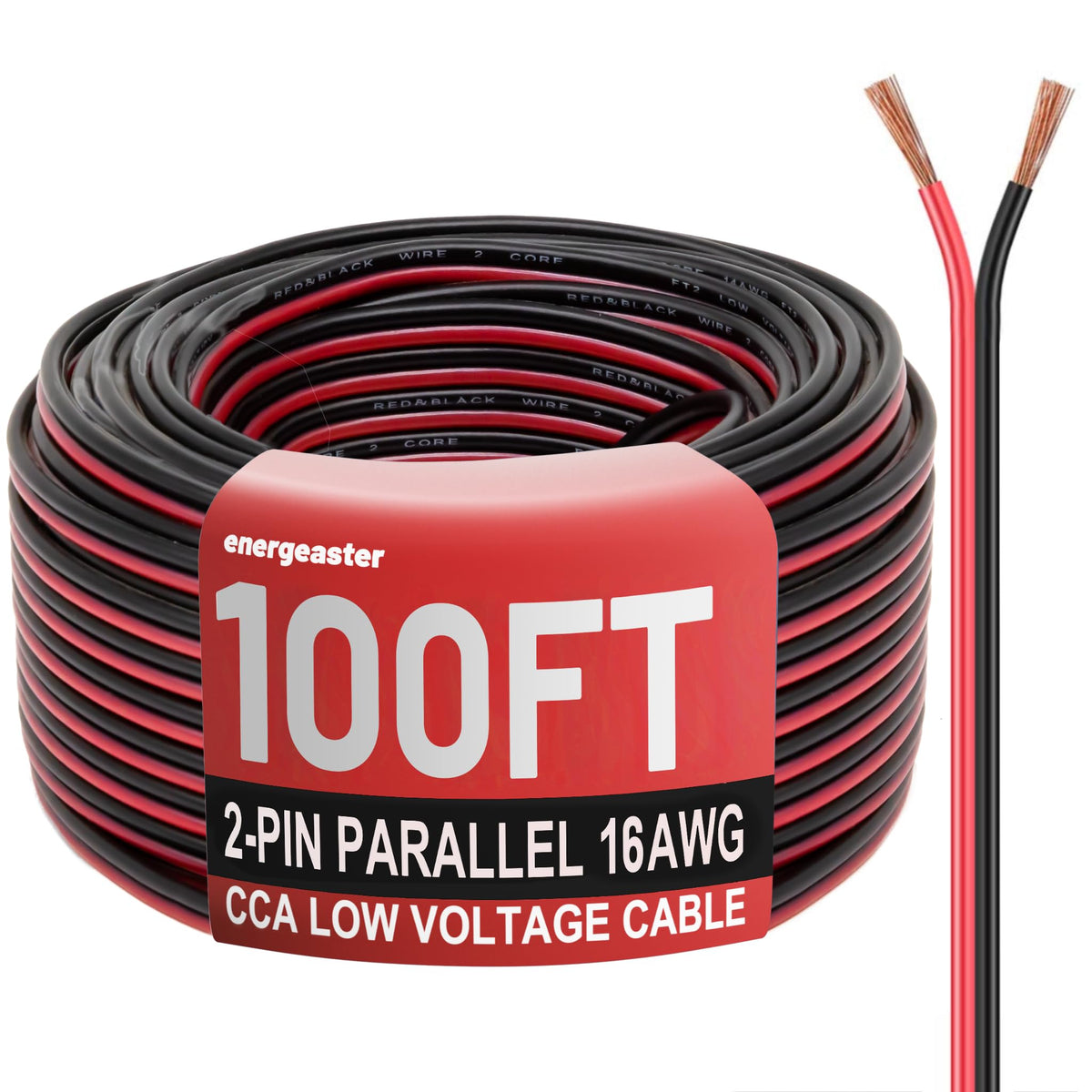 Energeaster 16AWG wire with red and black conductors for DC power