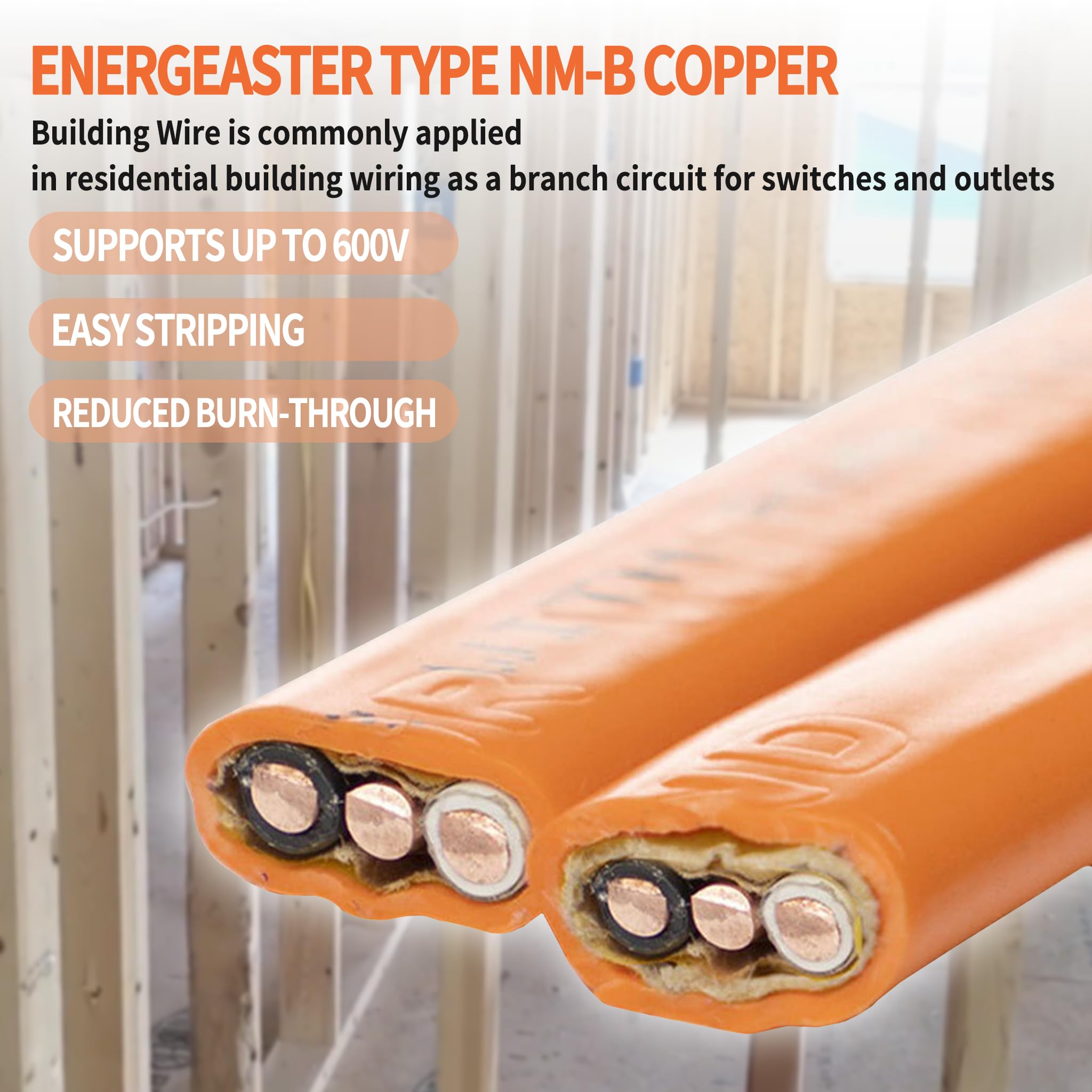 Energeaster 600-volt NM-B cable with indoor-rated performance.