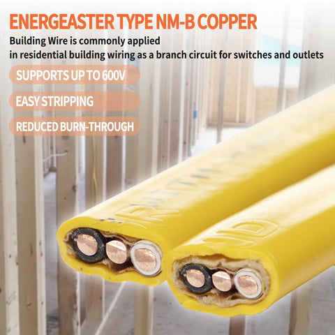 Coiled Energeaster NM-B cable ready for pulling and quick installation.