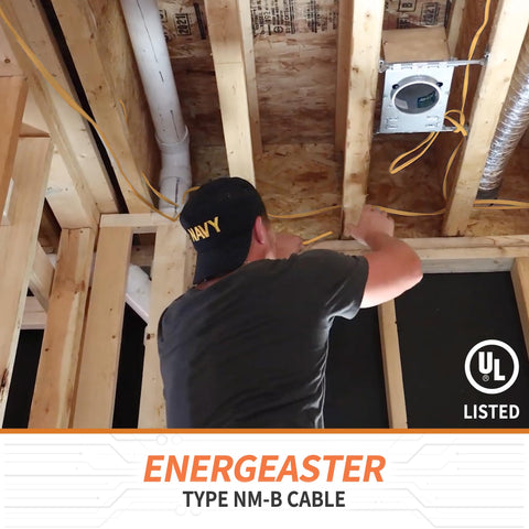 Copper conductors aligned inside Energeaster 12-gauge cable deliver reliable power.