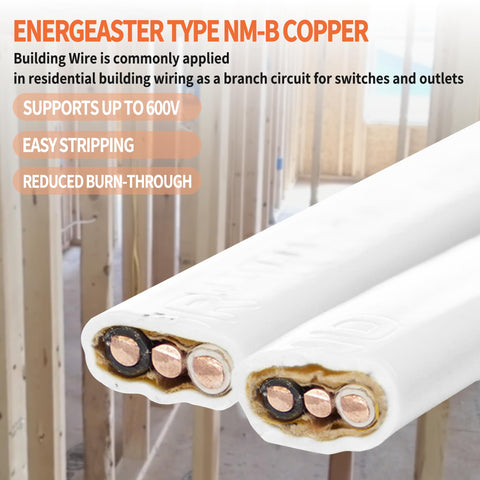 Energeaster indoor wiring cable assembly with white jacket ready for installation.