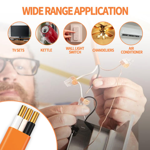 Energeaster orange jacket NM-B cable showcased for indoor use.