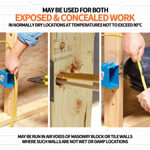 Residential use scenario showing Energeaster NM-B in walls and attics.