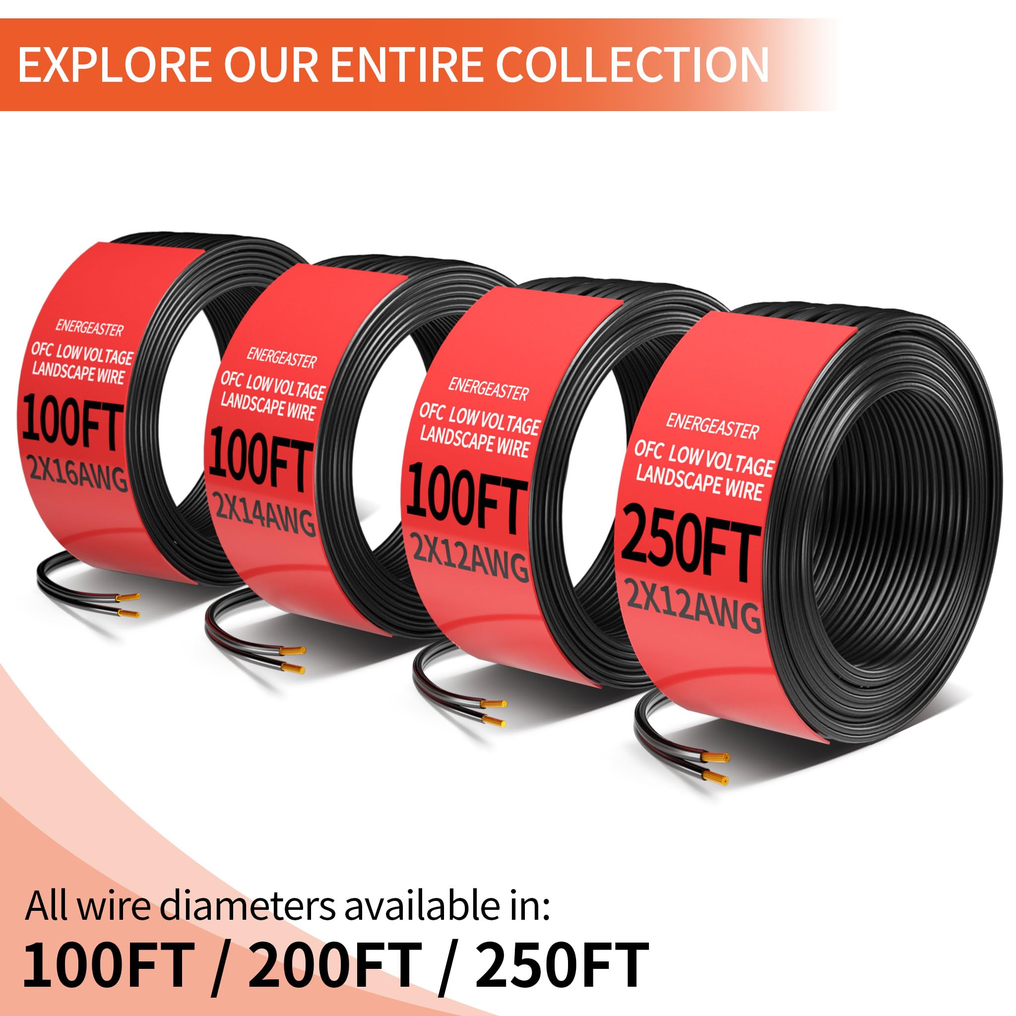 Energeaster two-conductor low voltage wire for lighting projects.