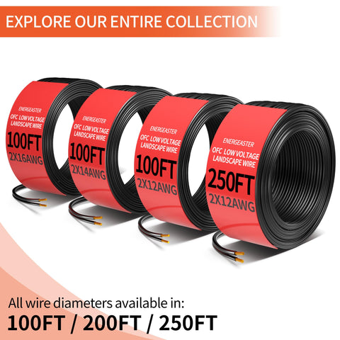 Energeaster two-conductor low voltage wire for lighting projects.
