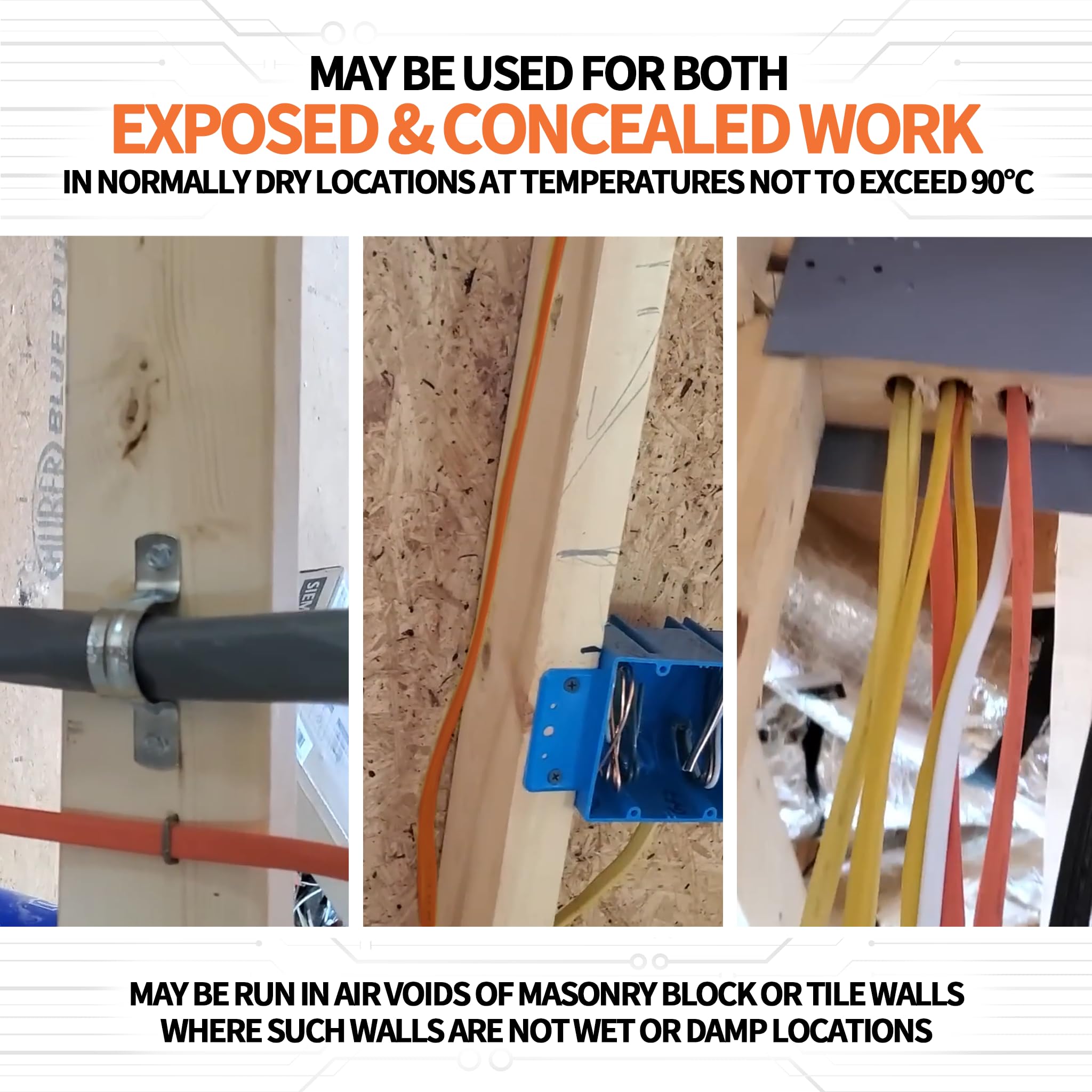 Energeaster wall cavity installation illustrating NM-B routing
