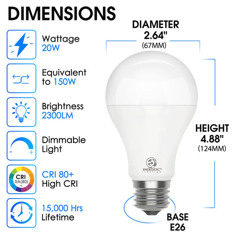 Energetic Lighting 2300 lm LED bulb provides bright illumination for kitchens and workspaces.