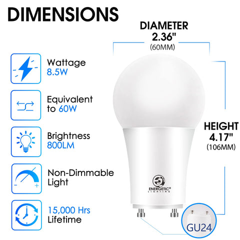 Energetic Lighting 2700K soft white LED delivering warm ambient light.