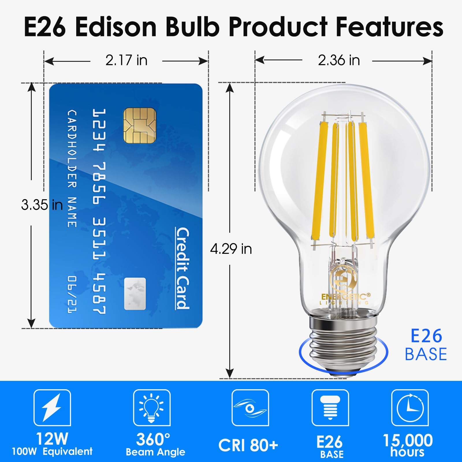 Energetic Lighting 3000K warm white filament bulb enhances cozy kitchen lighting