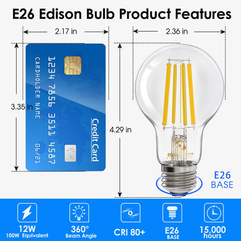 Energetic Lighting 3000K warm white filament bulb enhances cozy kitchen lighting