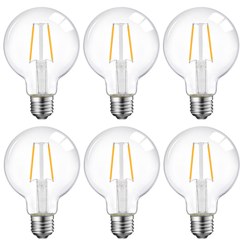 Energetic Lighting 5W dimmable G25 globe bulb with clear glass filaments for vintage ambiance