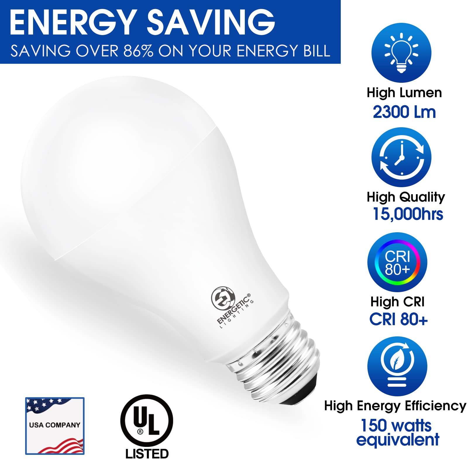 Energetic Lighting A21 bulb warm 3000K creates cozy ambience in spaces