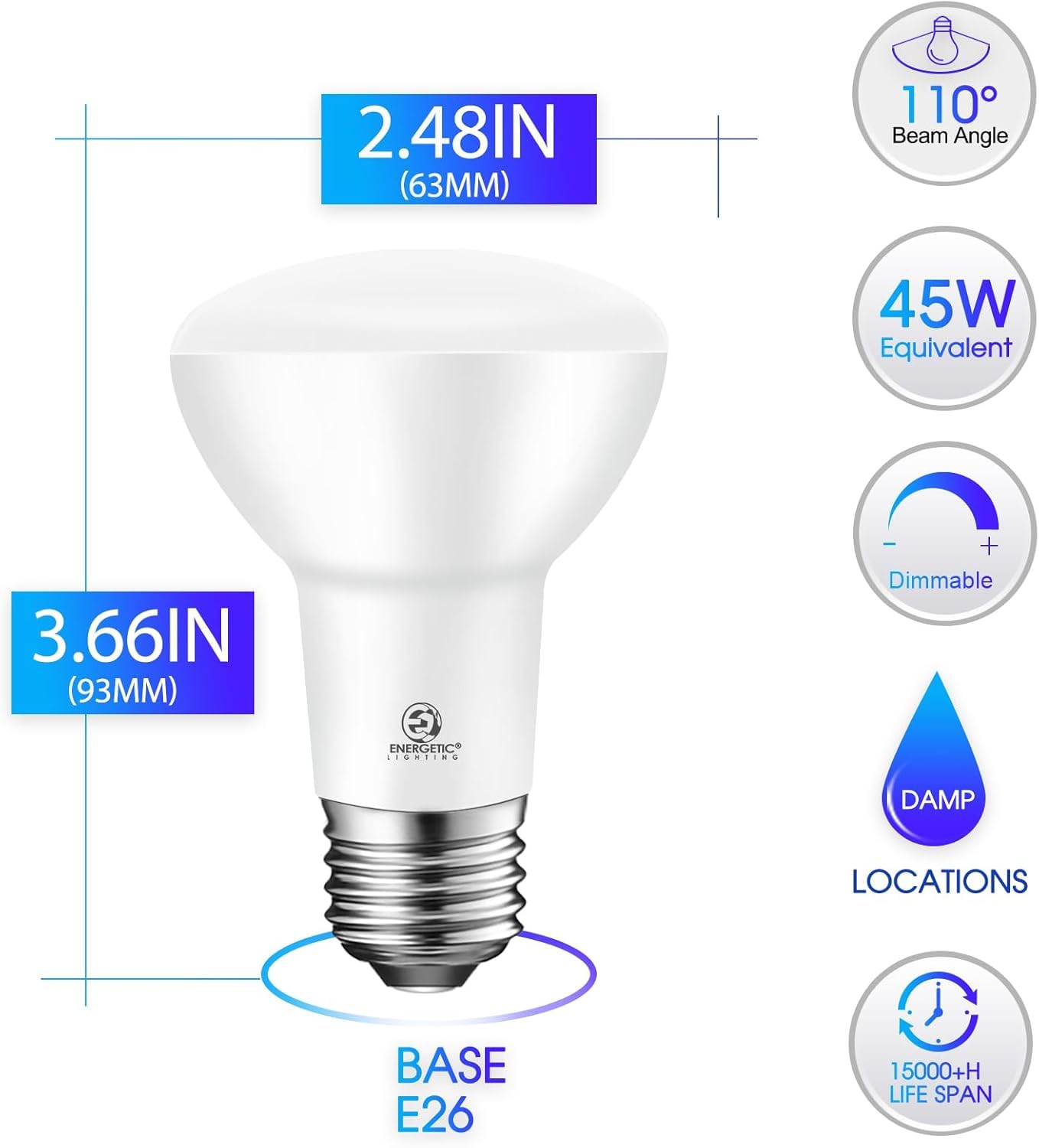 Energetic Lighting BR20 6000K cool daylight for bright kitchen tasks.