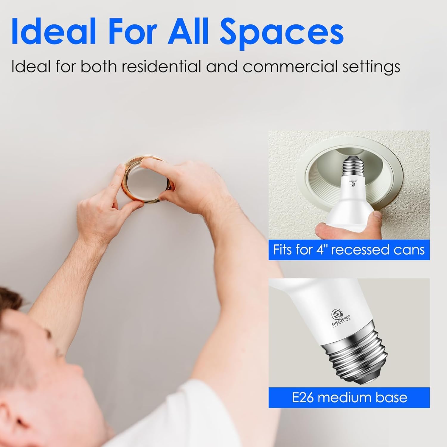 Energetic Lighting BR20 dimmable bulb for adjustable mood and ambience.