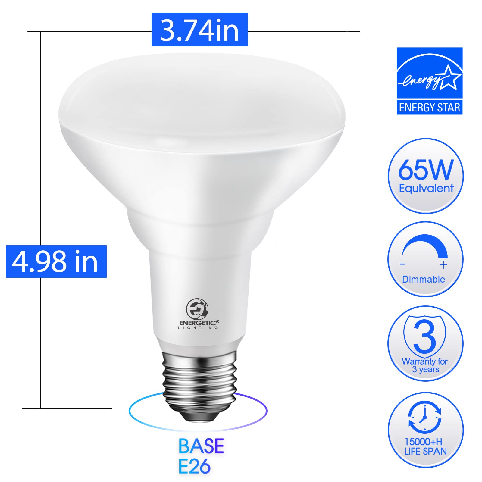 Energetic Lighting BR30 dimmable bulb enables smooth brightness control for mood-aware lighting.