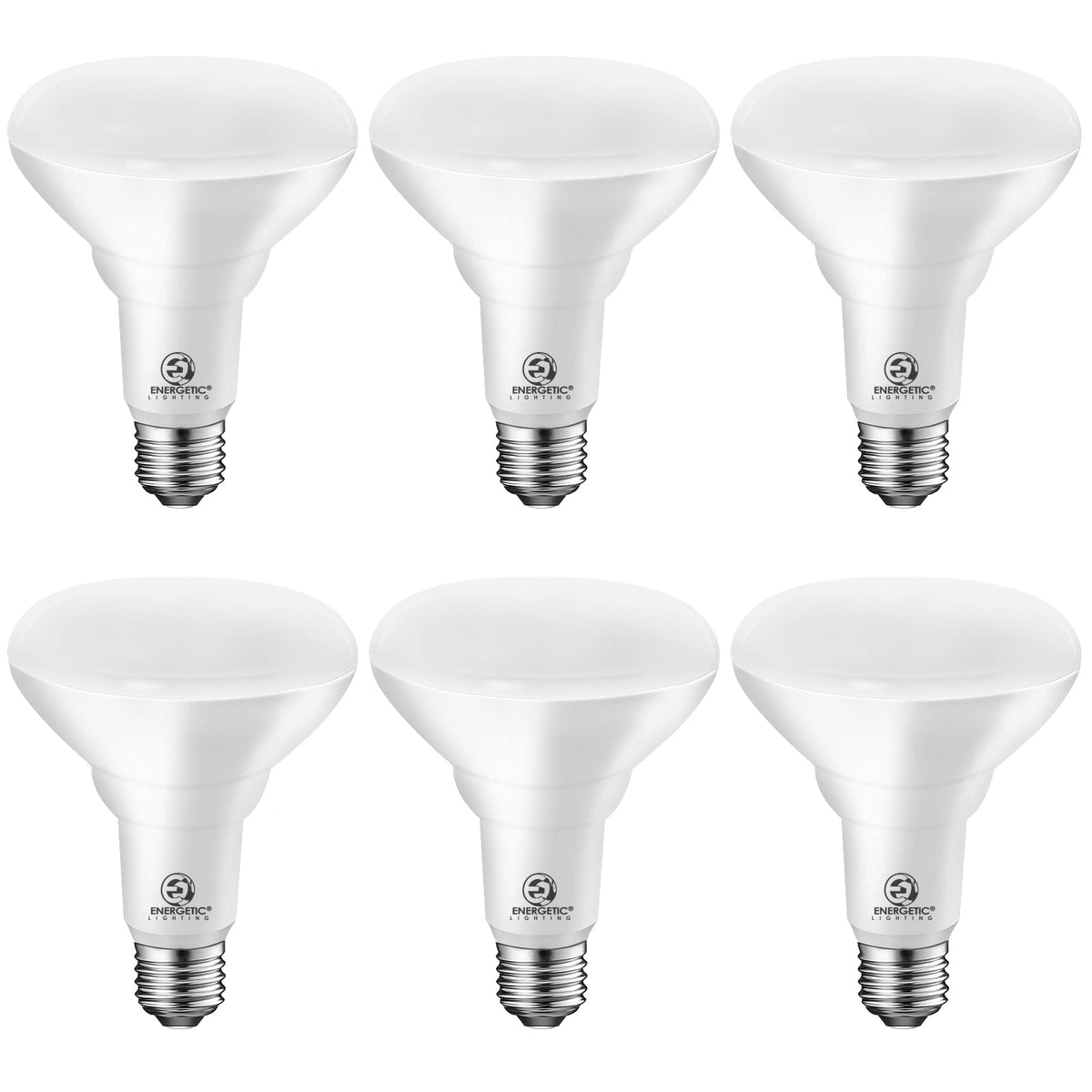 Energetic Lighting BR30 flood bulb 3000K emits warm, inviting light for living spaces.