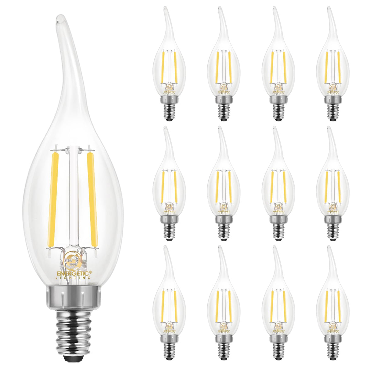 Energetic Lighting CA11 flame-tip bulb for chandelier lighting with warm retro glow