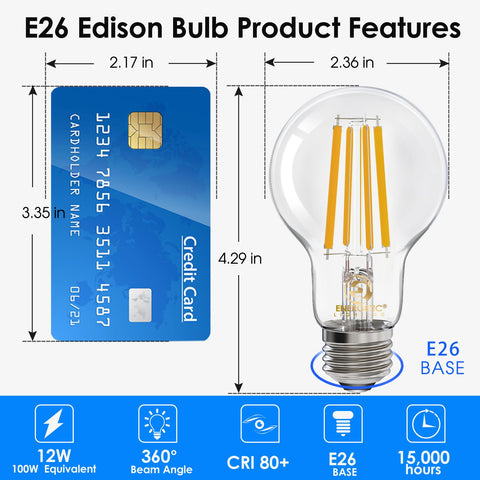 Energetic Lighting dimmable LED filament bulb with visible filament for cozy kitchen lighting