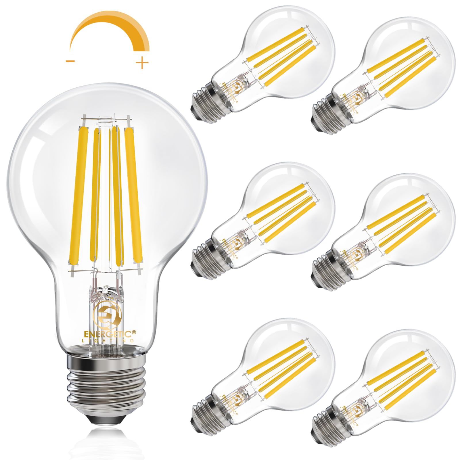 Energetic Lighting dimmable A19 LED Edison bulb with clear glass for warm ambiance