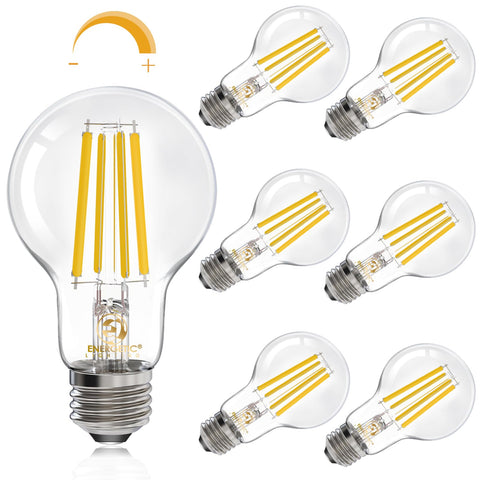 Energetic Lighting dimmable A19 LED Edison bulb with clear glass for warm ambiance