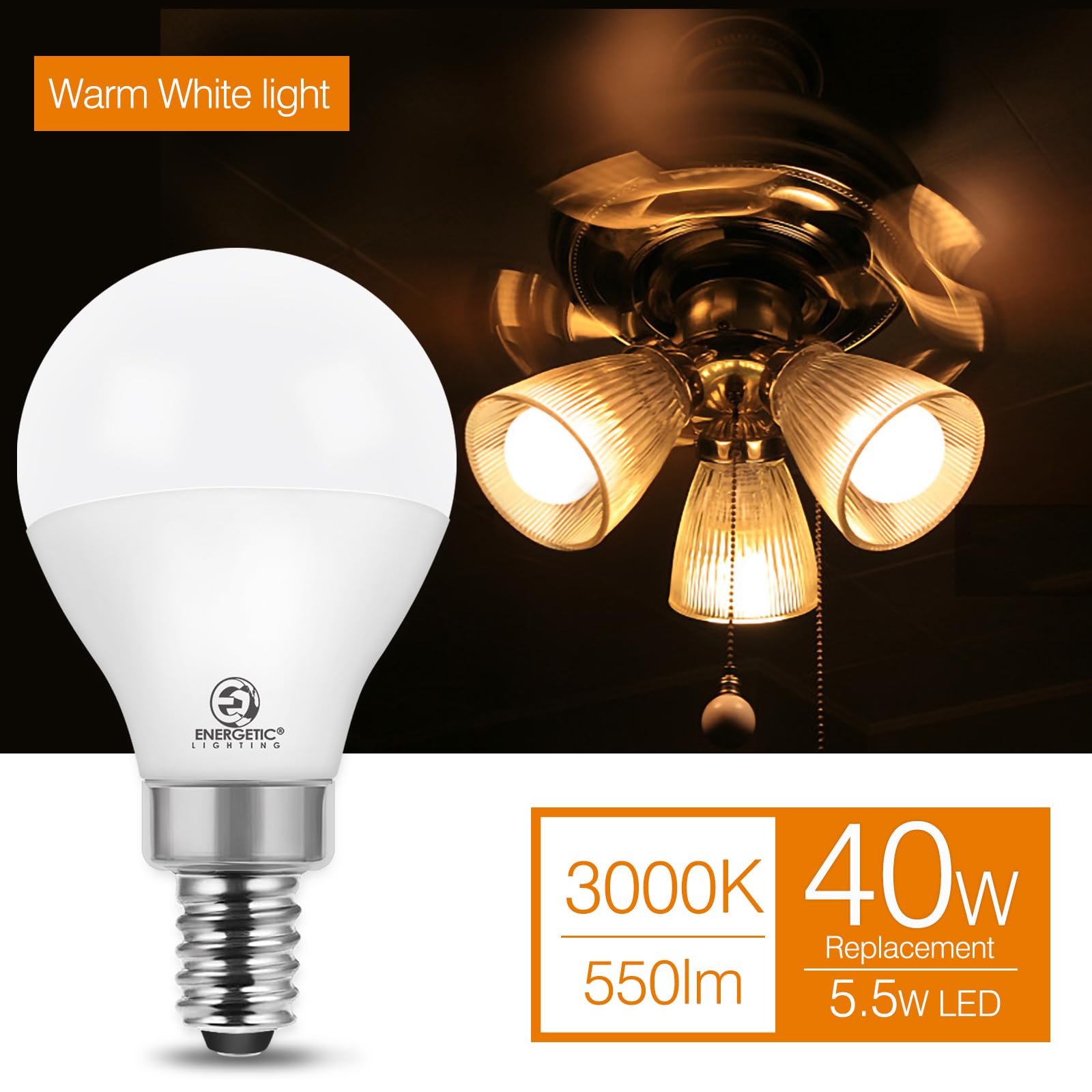 Energetic Lighting Energetic A15 LED bulb creates cozy 3000K warmth in the bedroom.