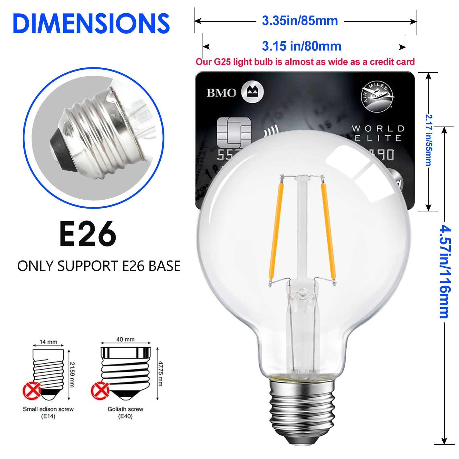 Energetic Lighting G25 globe bulb decorative ambient glow for living spaces and mirrors