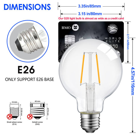 Energetic Lighting G25 globe bulb decorative ambient glow for living spaces and mirrors