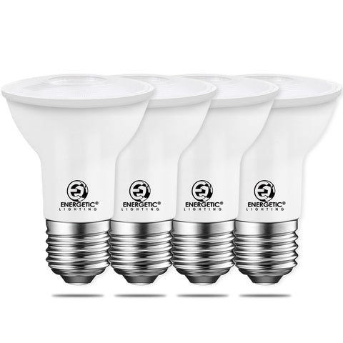 Energetic Lighting PAR20 LED bulbs in a 4-pack, energy-efficient indoor lighting solution.