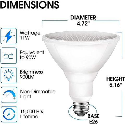 Energetic Lighting PAR38 LED flood outdoor bulb side view versatile for spaces