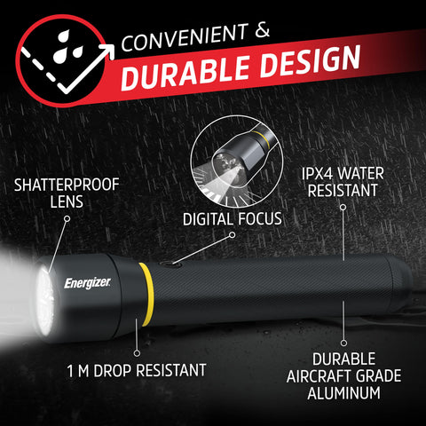 Energizer Vision HD Ultra LED flashlight IPX4 protection for outdoor use.
