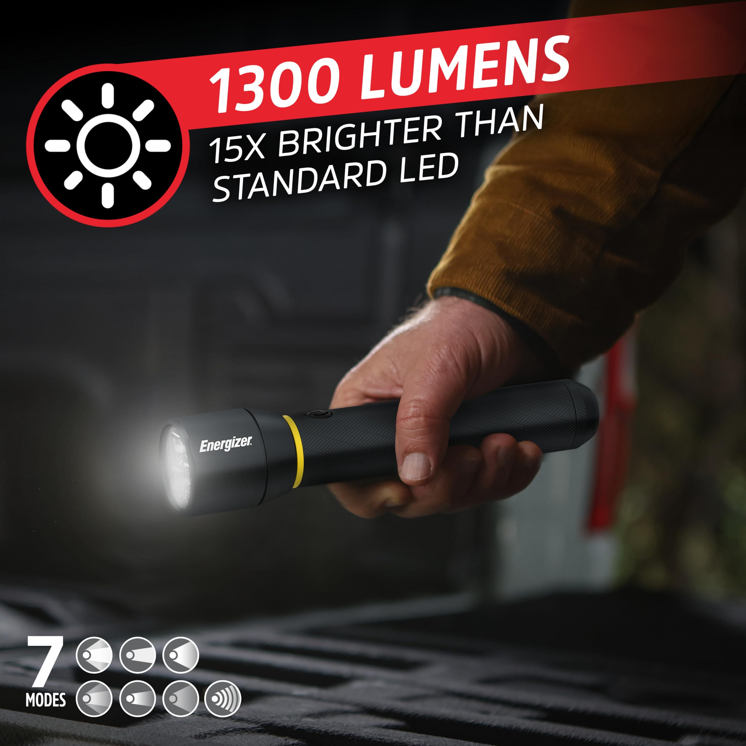 Energizer Vision HD Ultra LED flashlight with MAXVIZ for wide area lighting.