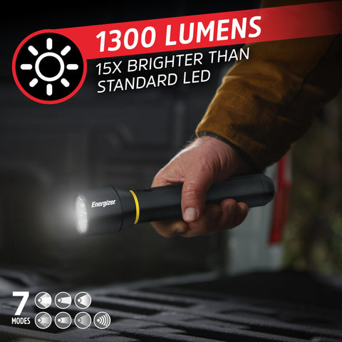 Energizer Vision HD Ultra LED flashlight with MAXVIZ for wide area lighting.