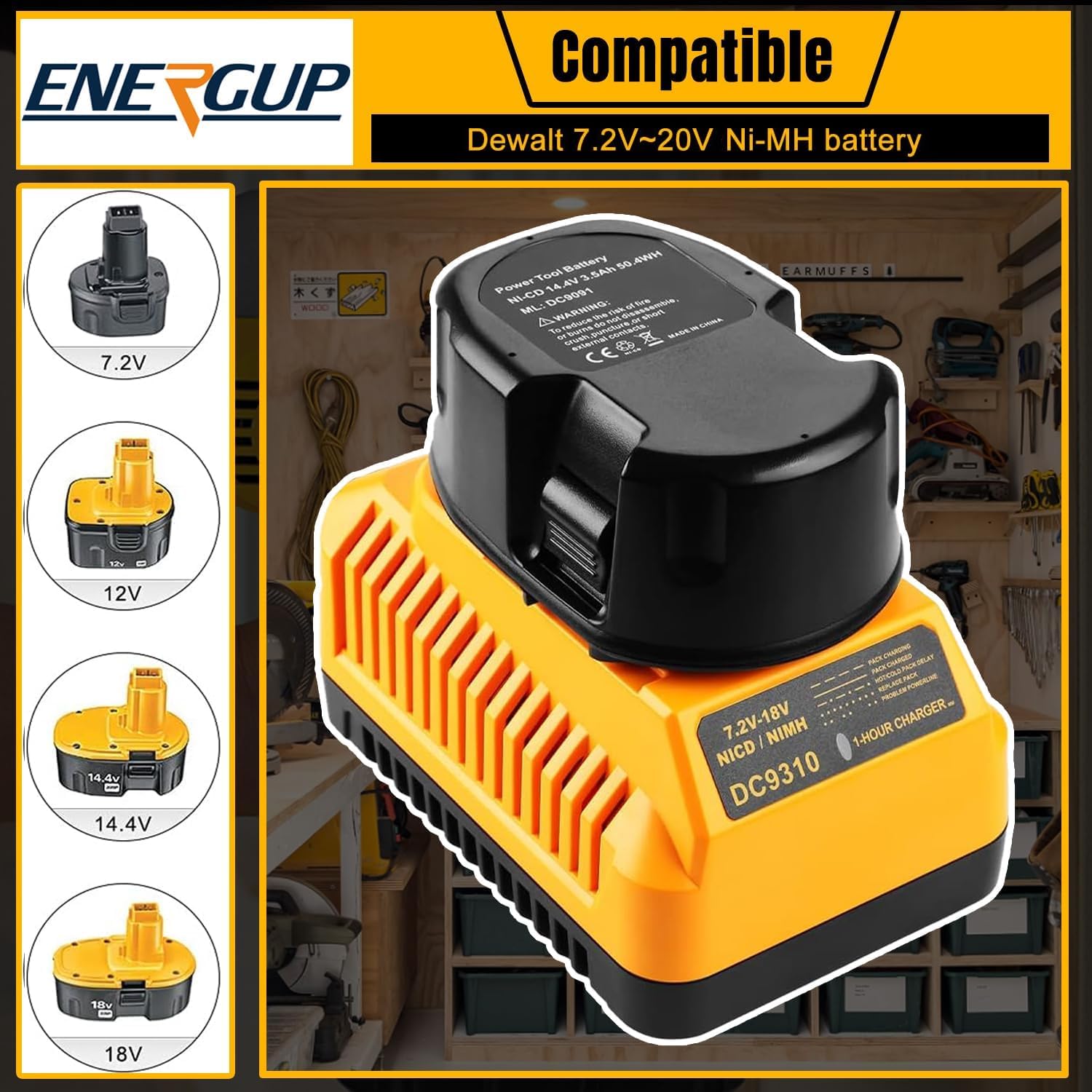 energup dewalt 18v battery dc9096 dc9098 compatibility for various tools