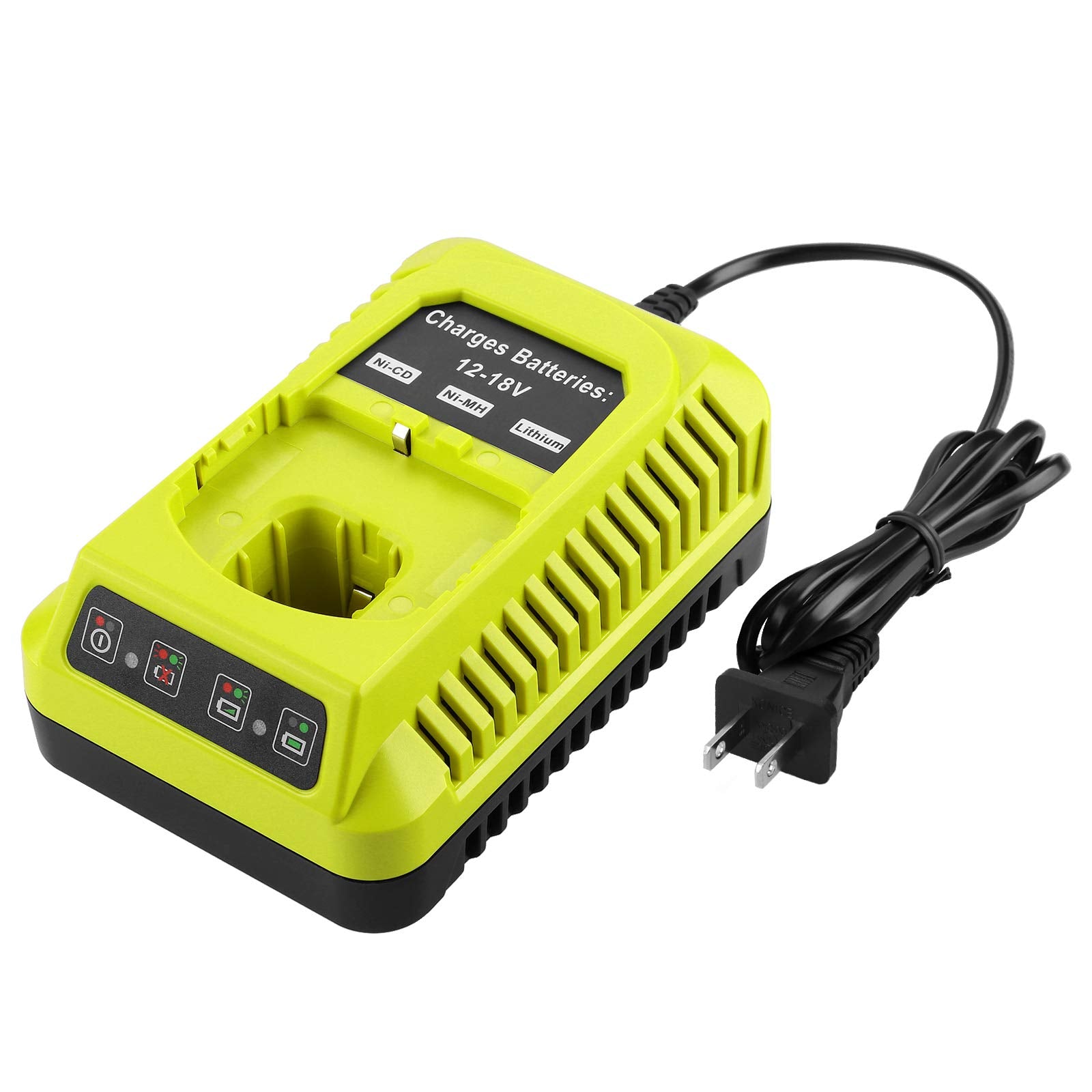Energup 18V P117 replacement charger front view with Ryobi battery compatibility in mind