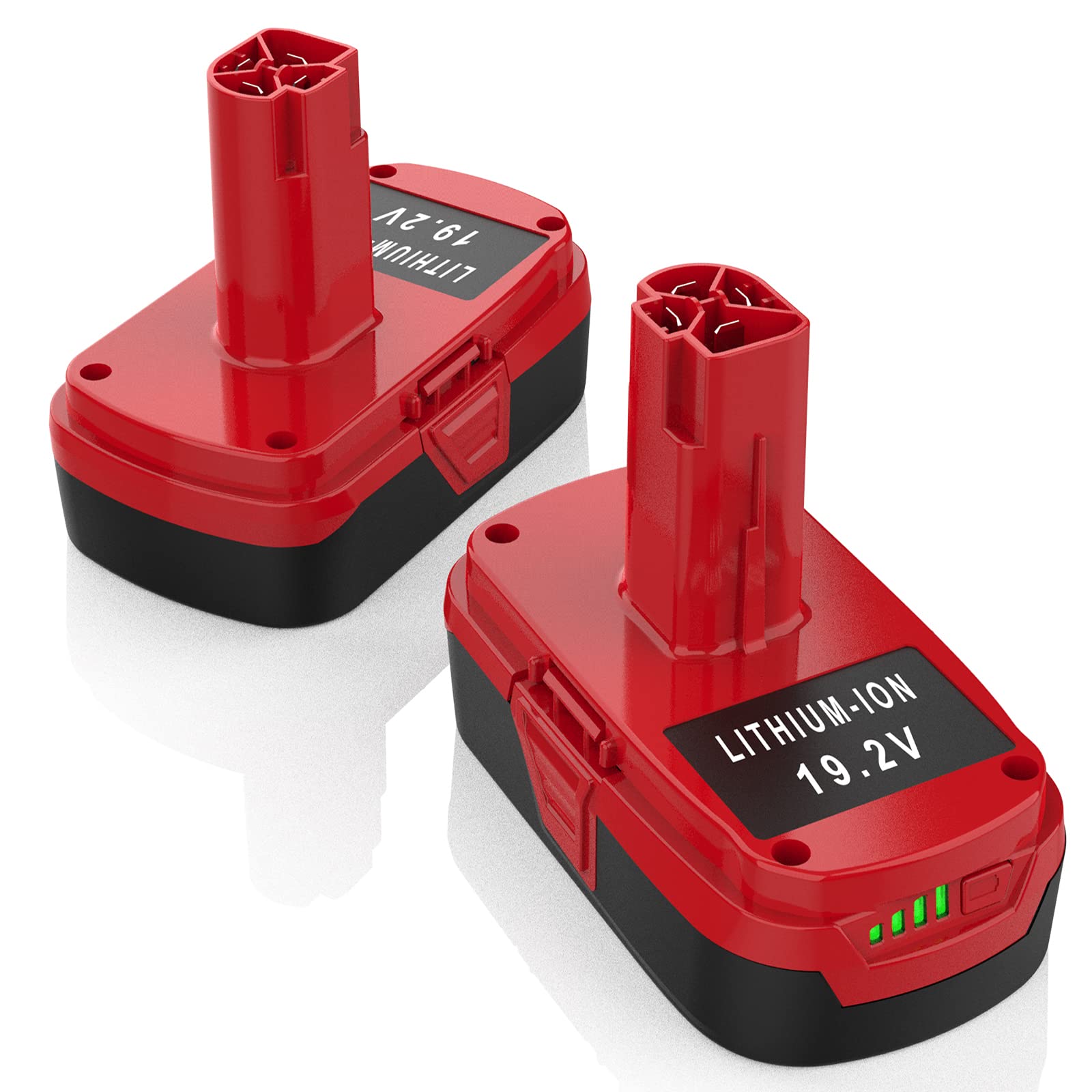 energup 2Pack 19.2V battery front view for easy replacement and extended runtime