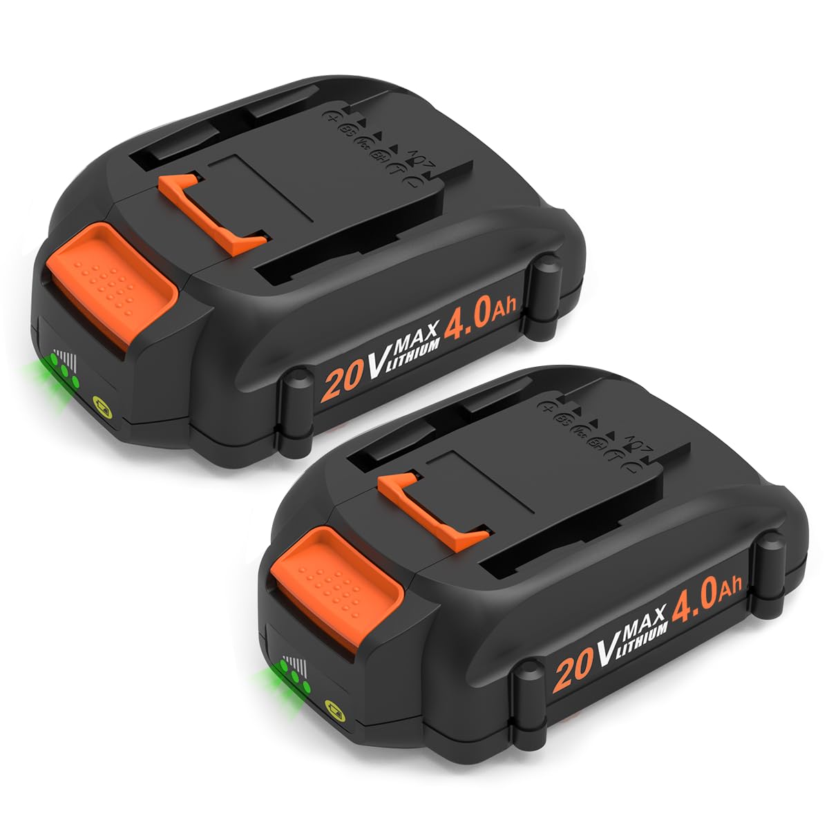 energup 2-pack 4.0ah Worx 20V battery pack for extended cordless use