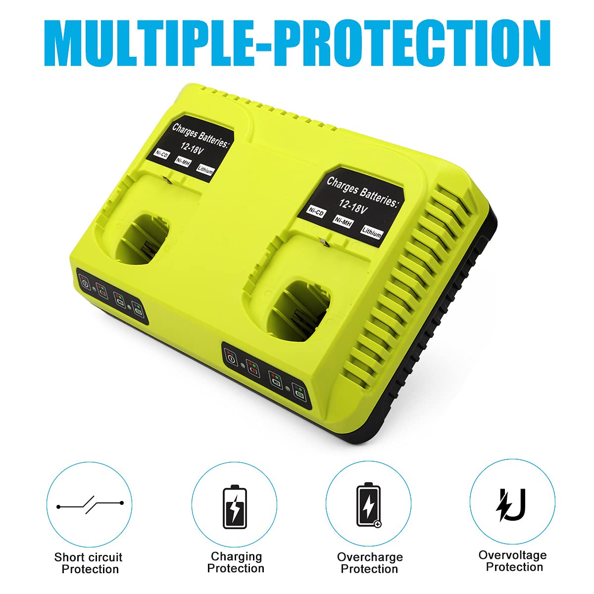 Energup 2Port P117 charging two Ryobi 18V batteries simultaneously
