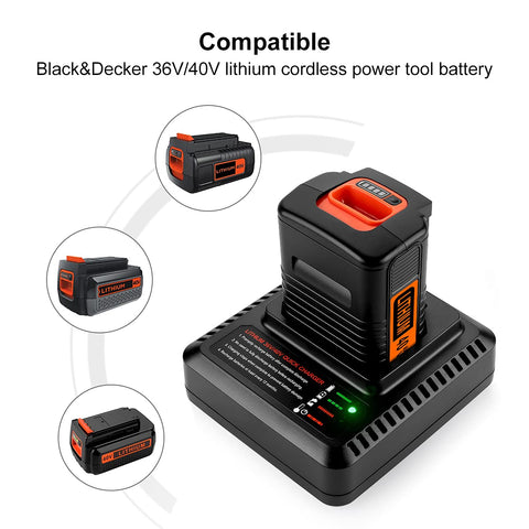 Energup 40V Max battery compatibility label confirms model fit with Black+Decker.