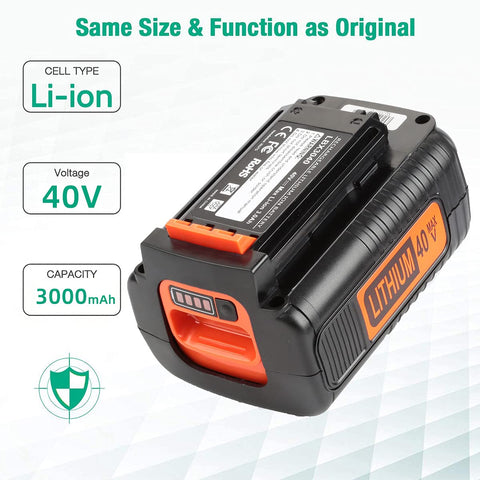 Durable pack design with 3000mAh capacity supports extended run time.