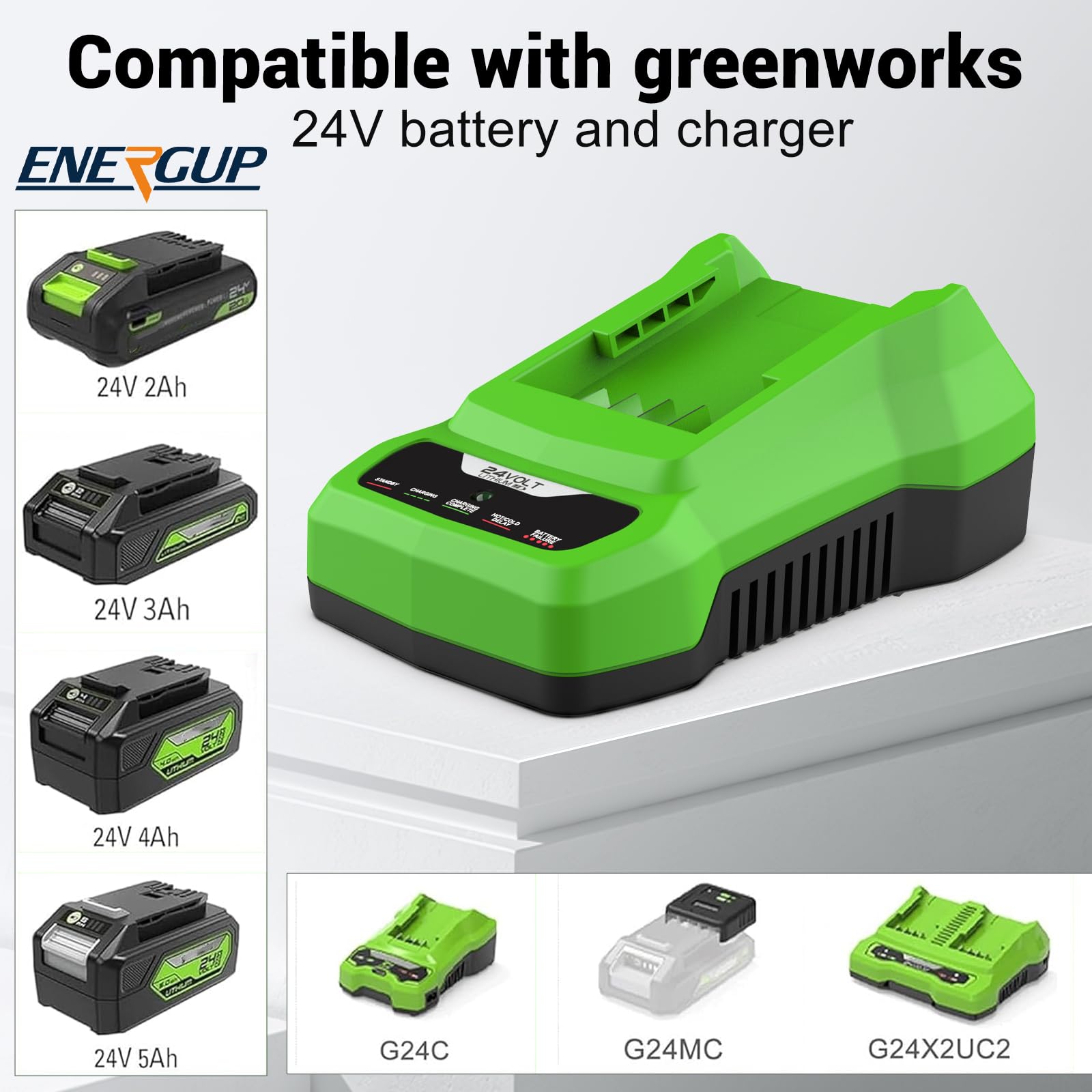 Energup caf806 charger side view highlights slim profile for easy storage.