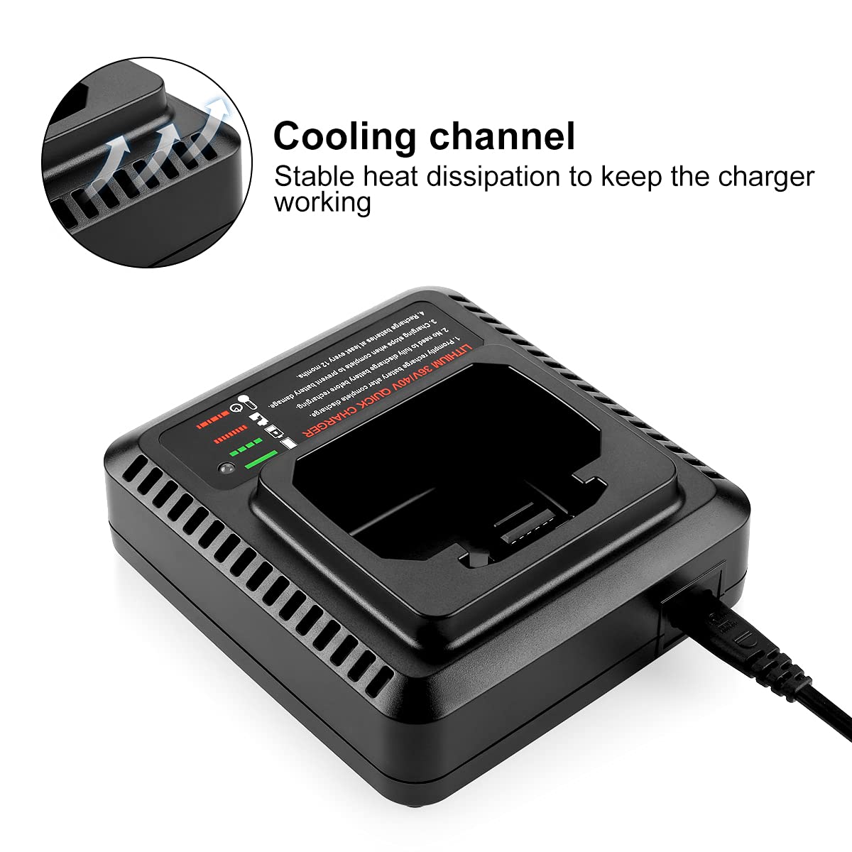 Energup charge status lights indicate charging progress clearly.