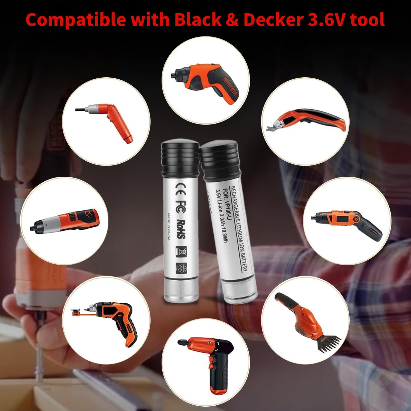 energup-compatible vp100-vp105-vp110-vp143 batteries ensure seamless power for Black Decker Versapak tools