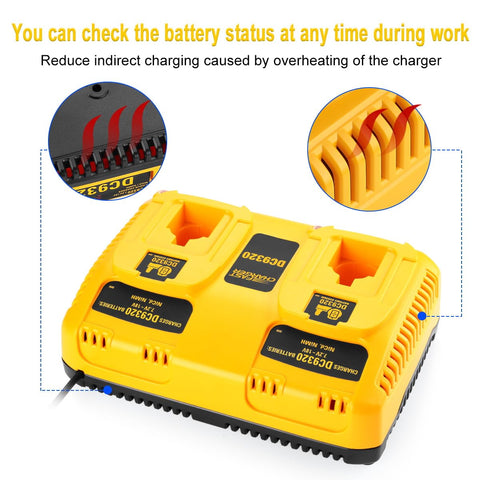 energup dual dc9320 charger back view with ports and vents