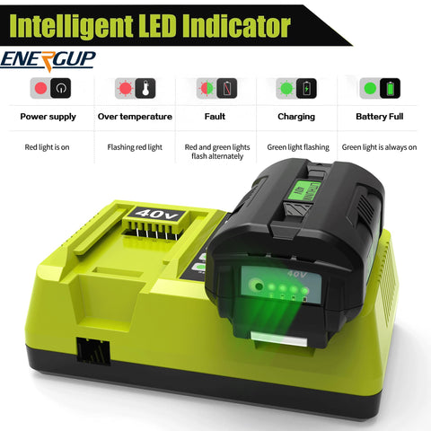 energup LED indicator shows charging status at a glance.