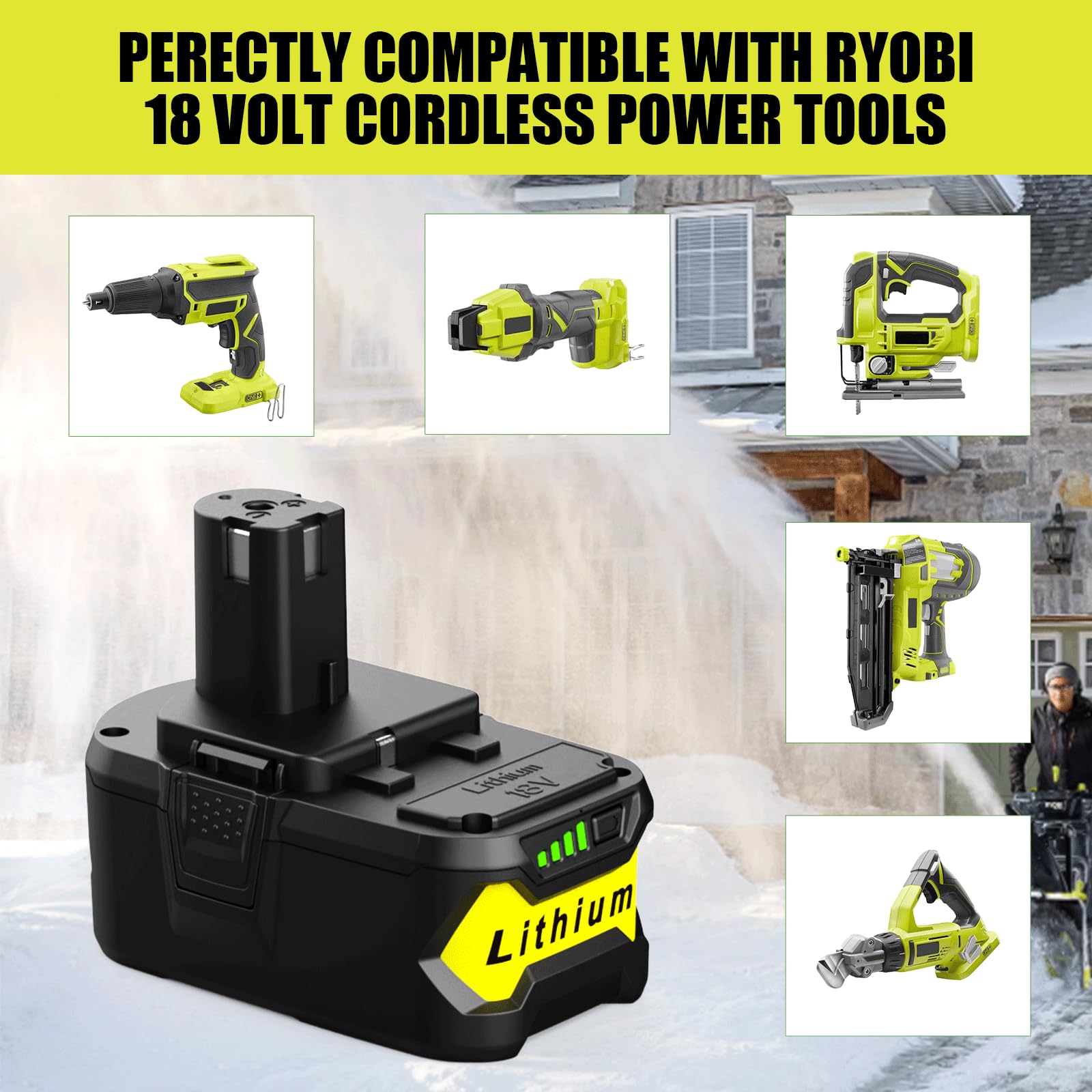 energup ryobi 18V battery p102 compatible for extended tool use.