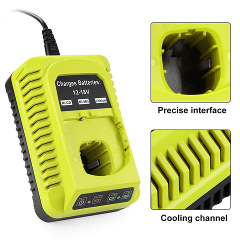 Energup Ryobi charger LED indicators showing charge status at a glance