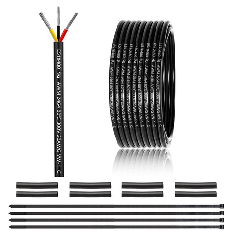 EnerJOUR 20AWG 3-conductor wire cut to length for flexible low-voltage circuits